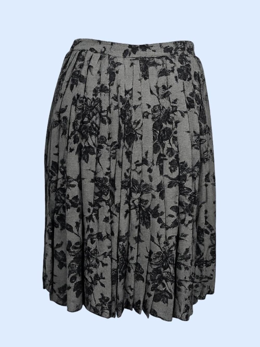 Vintage JOSEPHINE CHAUS petite black gray floral pleated skirt size 6